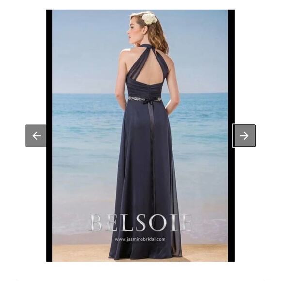 BELSOIE Womens 10 Blue Chiffon Gown / Prom Dress - Picture 4 of 6